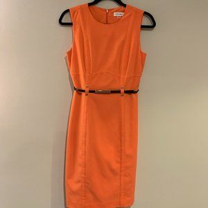 orange sleeveless dress Calvin Klain S/4
